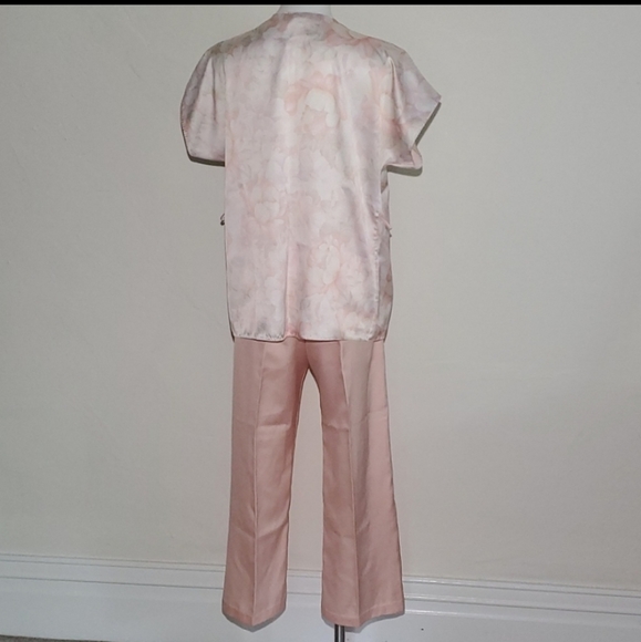 Halston III Pink Floral Pajama Set Vintage Size L - Picture 7 of 16